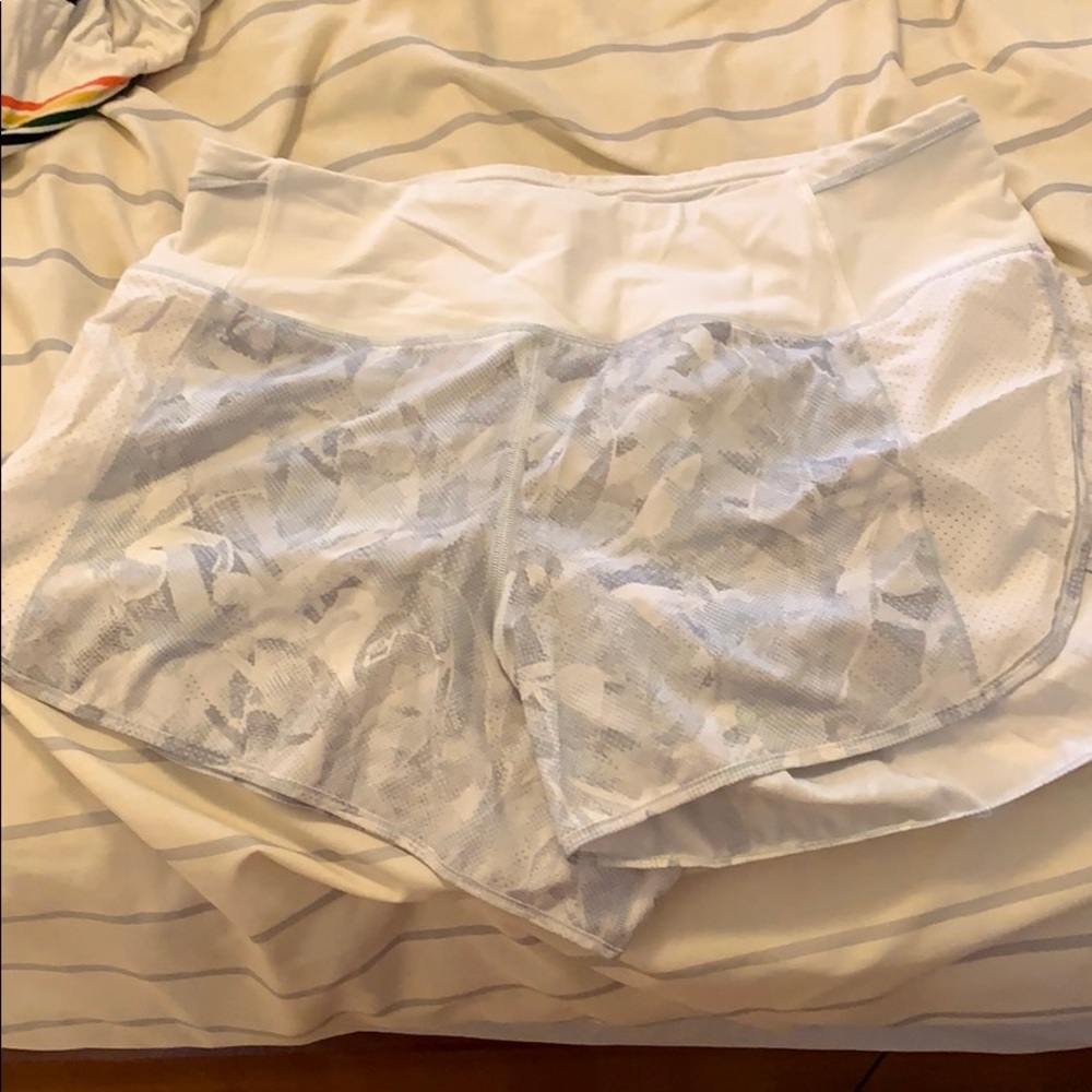White lululemon running shorts